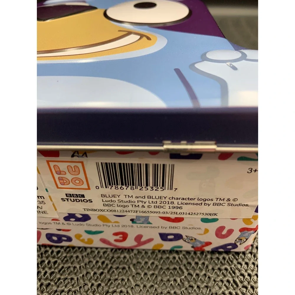Bluey Character Tin Lunch Box Metal Storage Case Alphabet Print Tin Box Co 766